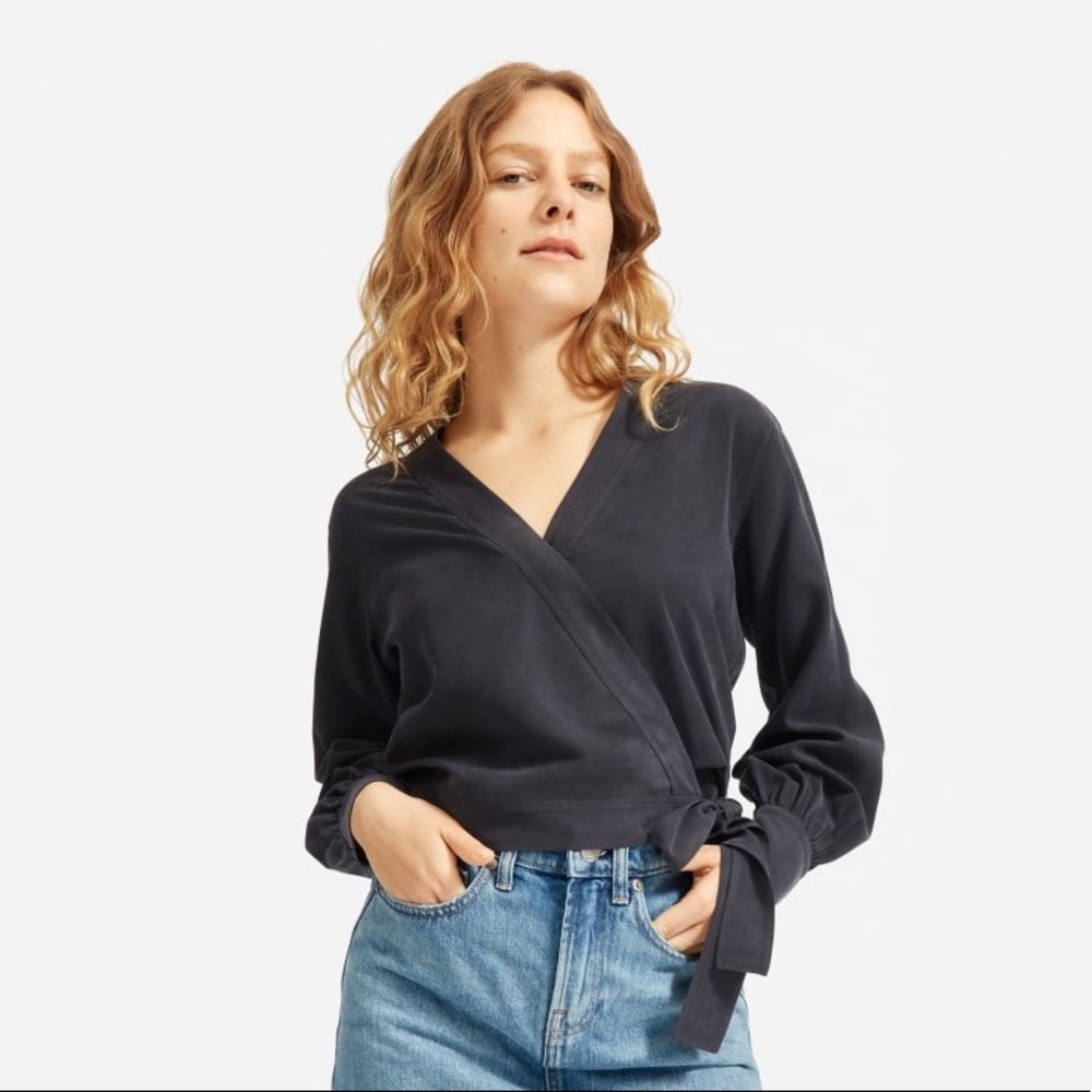 NWT Everlane Washable Silk Wrap Top